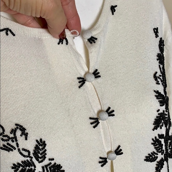 Pursuits Ltd. Button-Down Beaded Cardigan - Picture 4 of 8